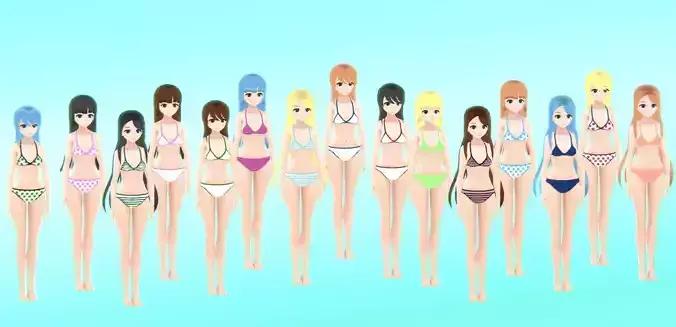 Bikini - Anime Girl Characters Low-poly 3D model