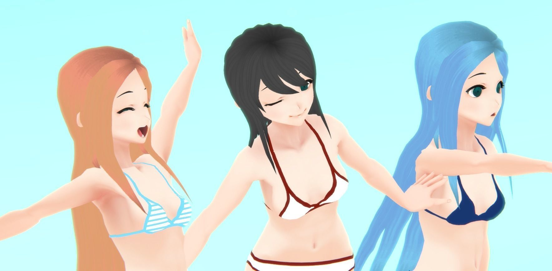 Bikini - Anime Girl Characters Low-poly 3D model_7
