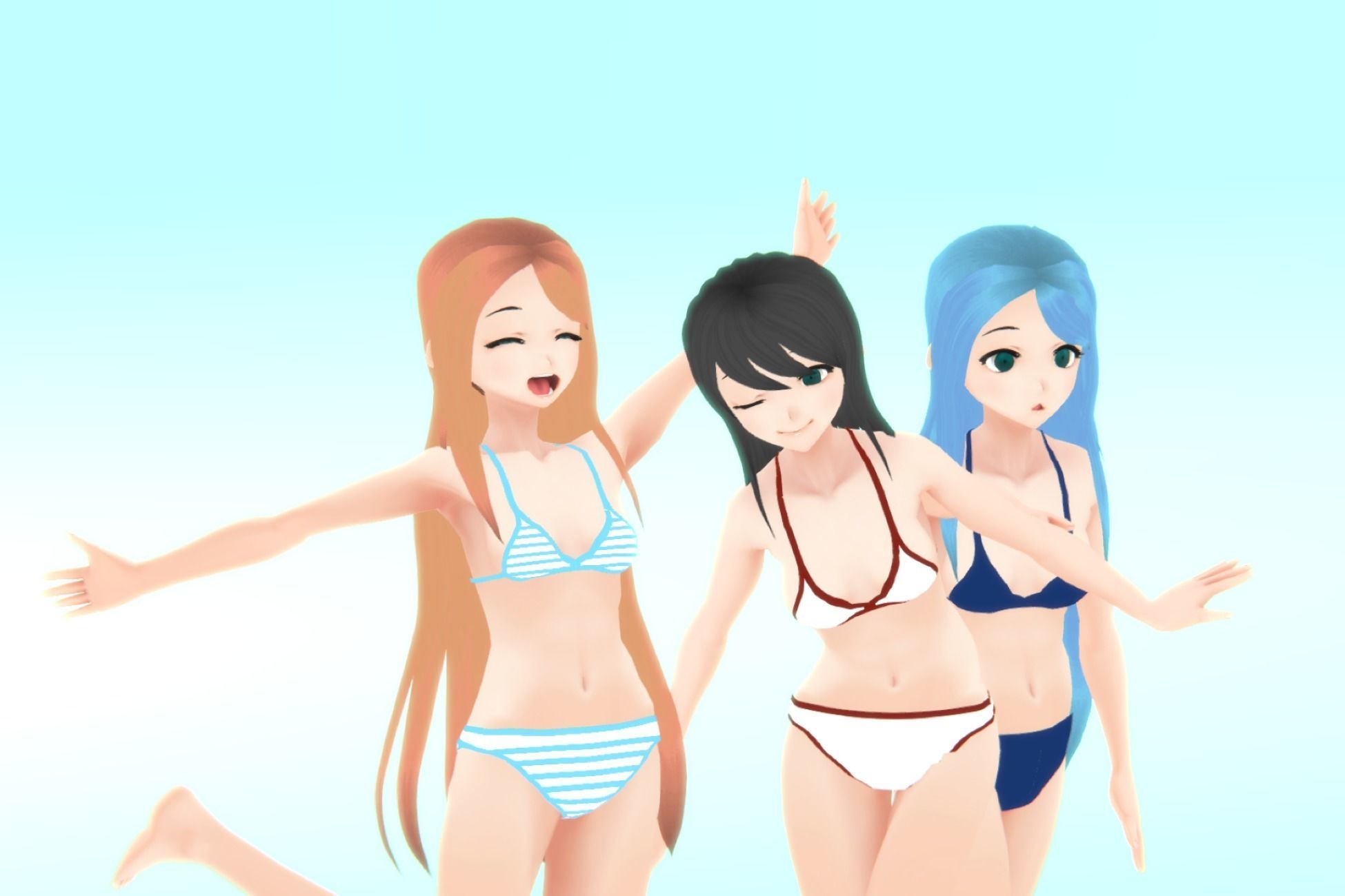 Bikini - Anime Girl Characters Low-poly 3D model_2