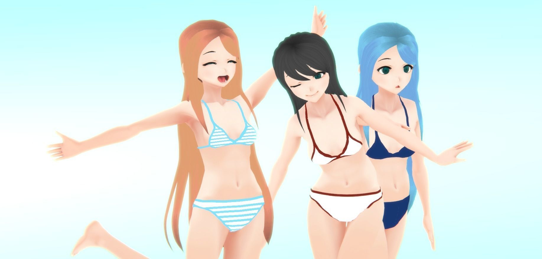 Bikini - Anime Girl Characters Low-poly 3D model_8