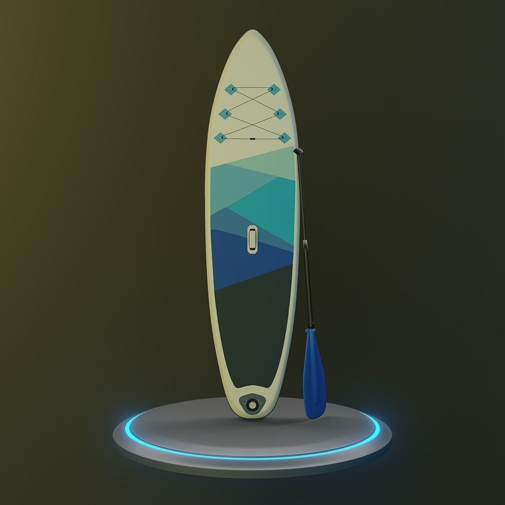 Inflatable Stand-up Paddle Board Low-poly 3D model_3
