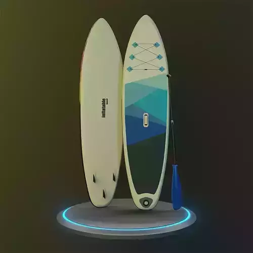 Inflatable Stand-up Paddle Board Low-poly 3D model