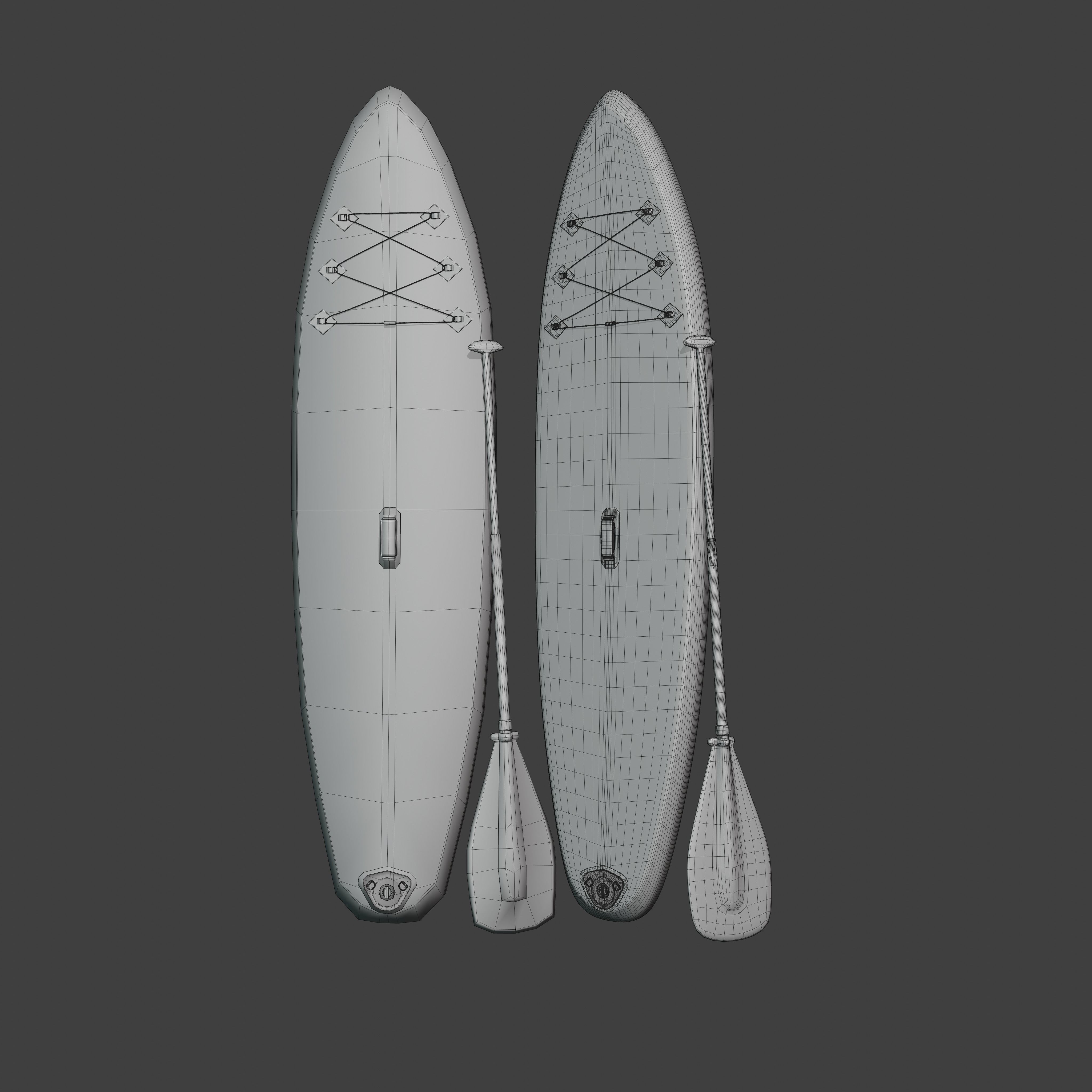Inflatable Stand-up Paddle Board Low-poly 3D model_5