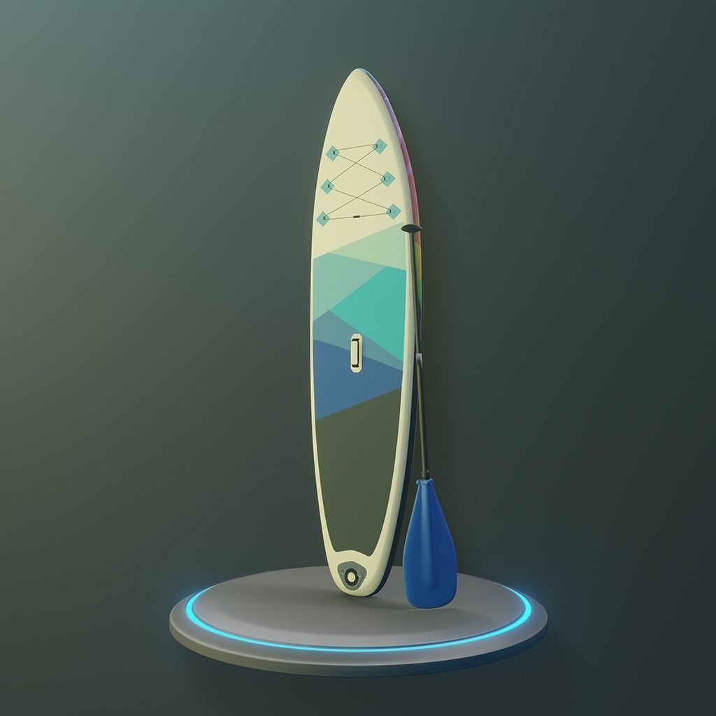Inflatable Stand-up Paddle Board Low-poly 3D model_2