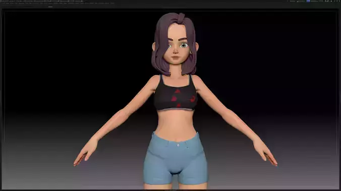 ZBrush Stylized Character Girl Base Mesh - Amy Girl Style 3