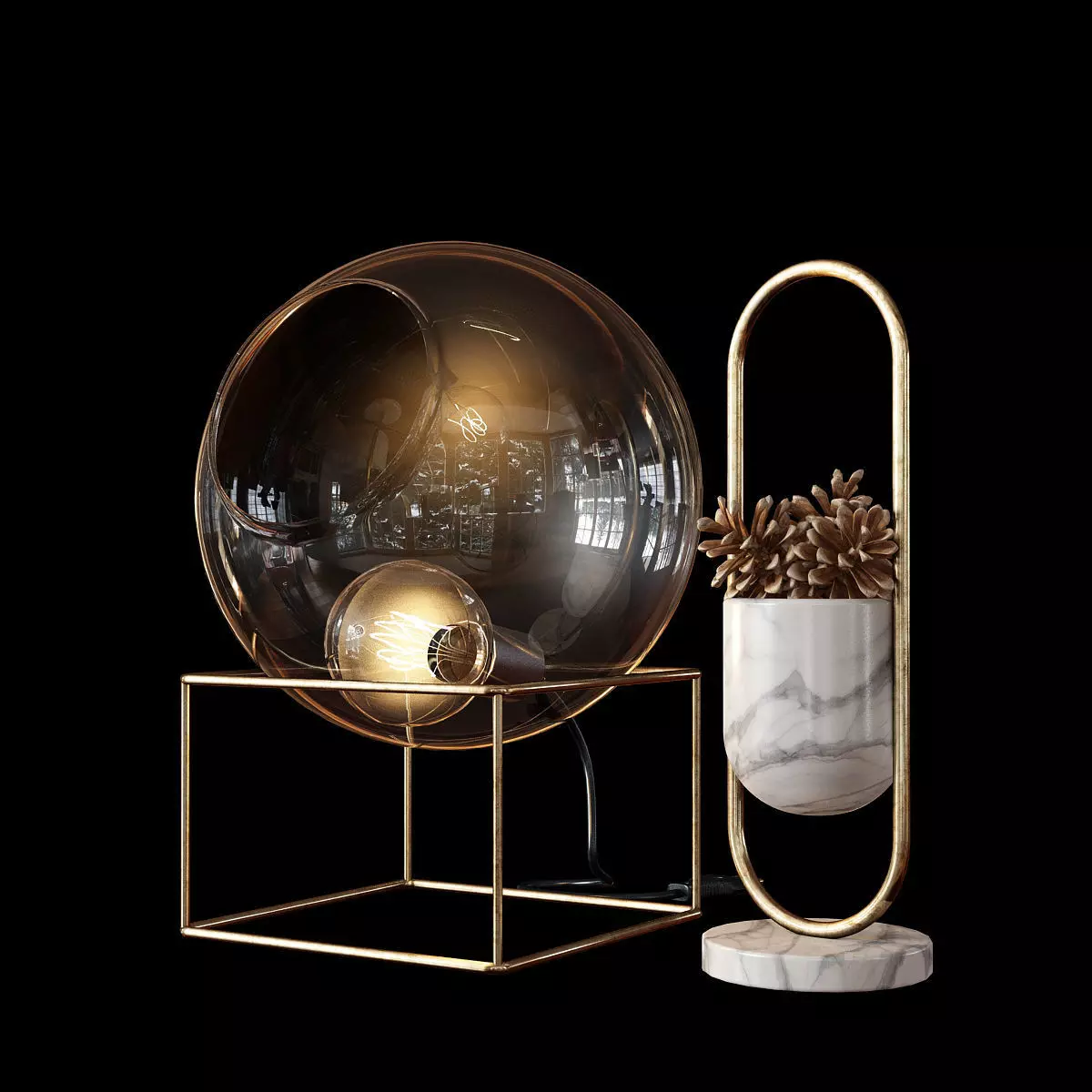 Glass Lamp and a Decoration Item 3D model_0