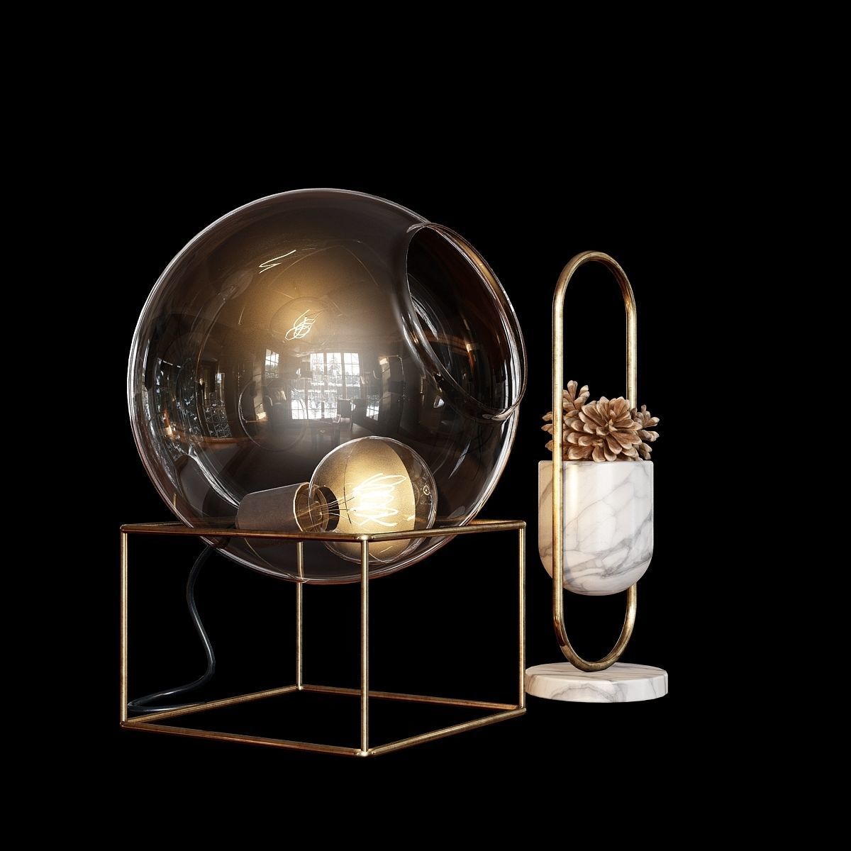 Glass Lamp and a Decoration Item 3D model_1