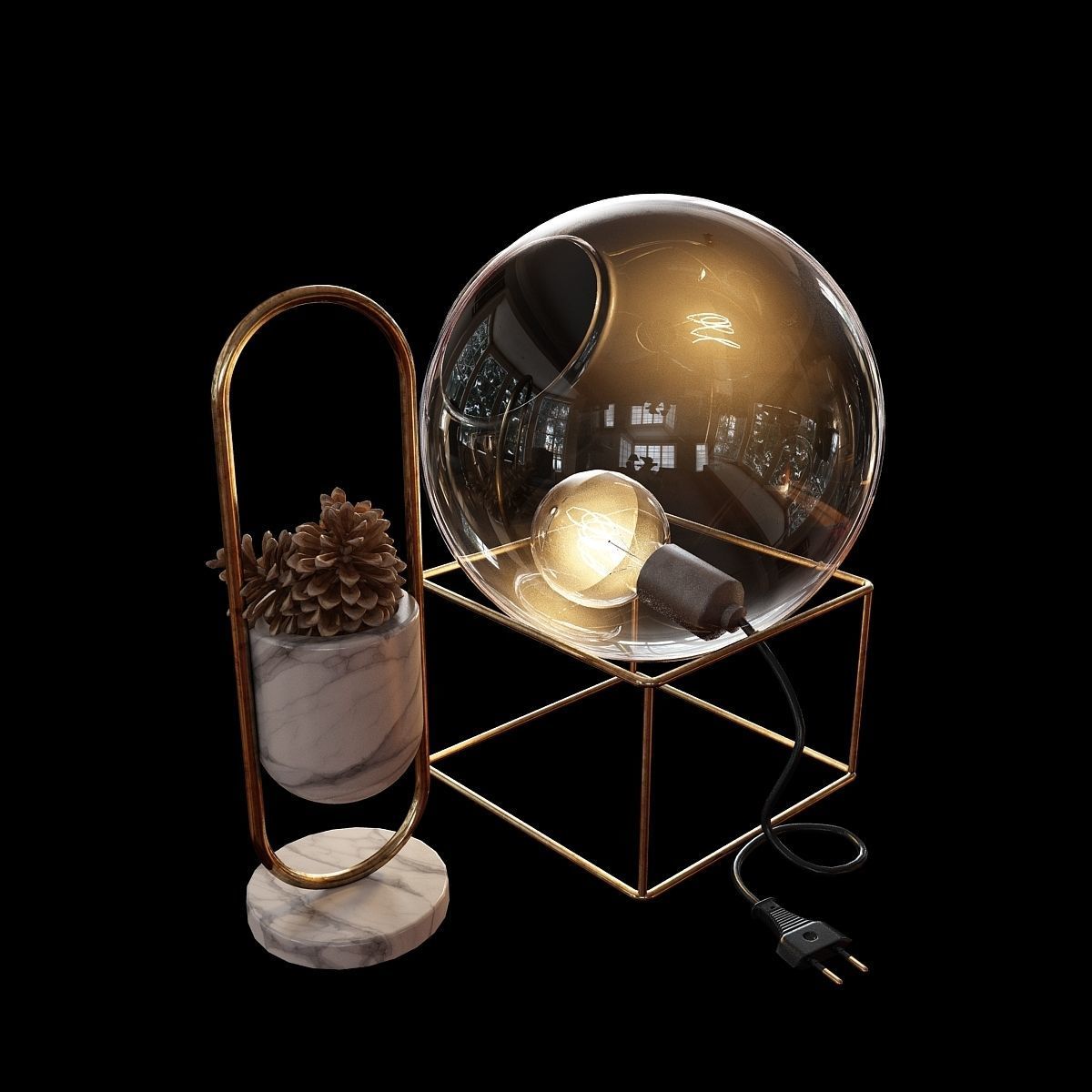 Glass Lamp and a Decoration Item 3D model_3