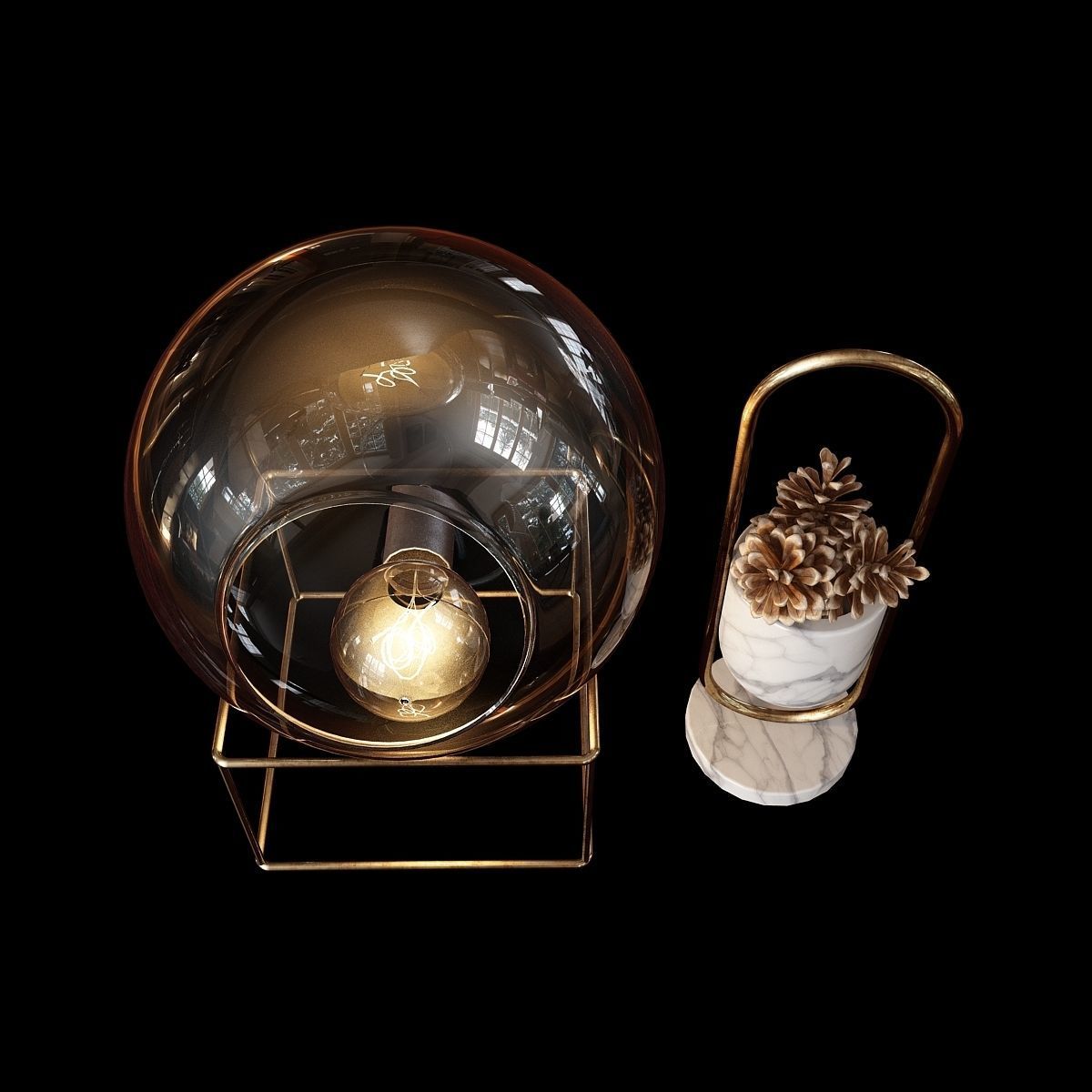 Glass Lamp and a Decoration Item 3D model_4