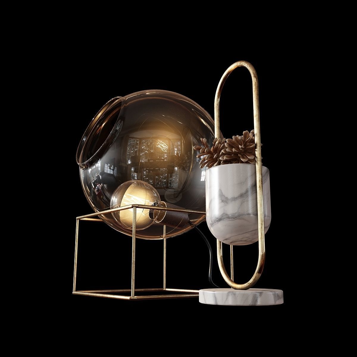 Glass Lamp and a Decoration Item 3D model_2