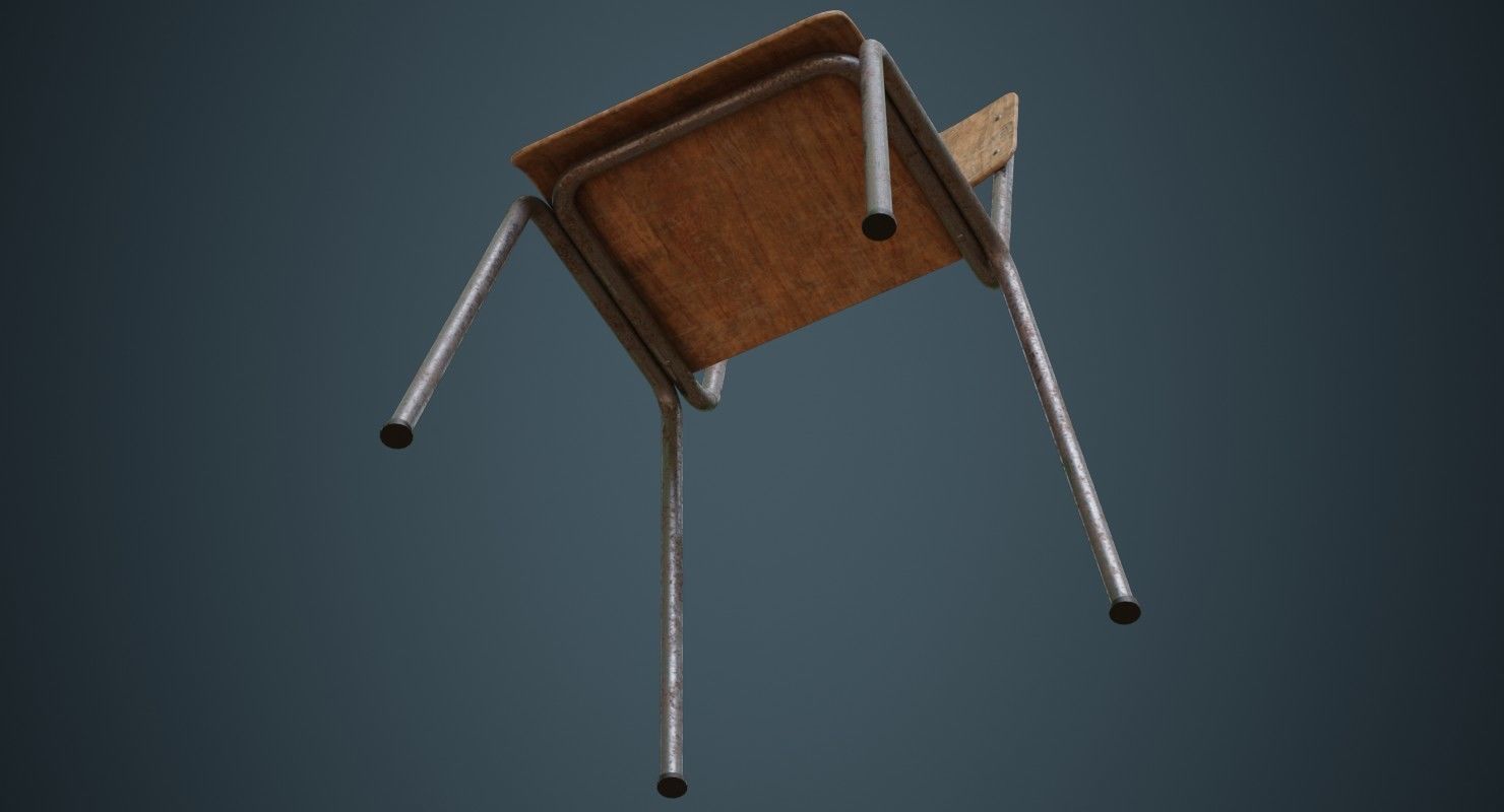 School Chair 1B Low-poly 3D model_7