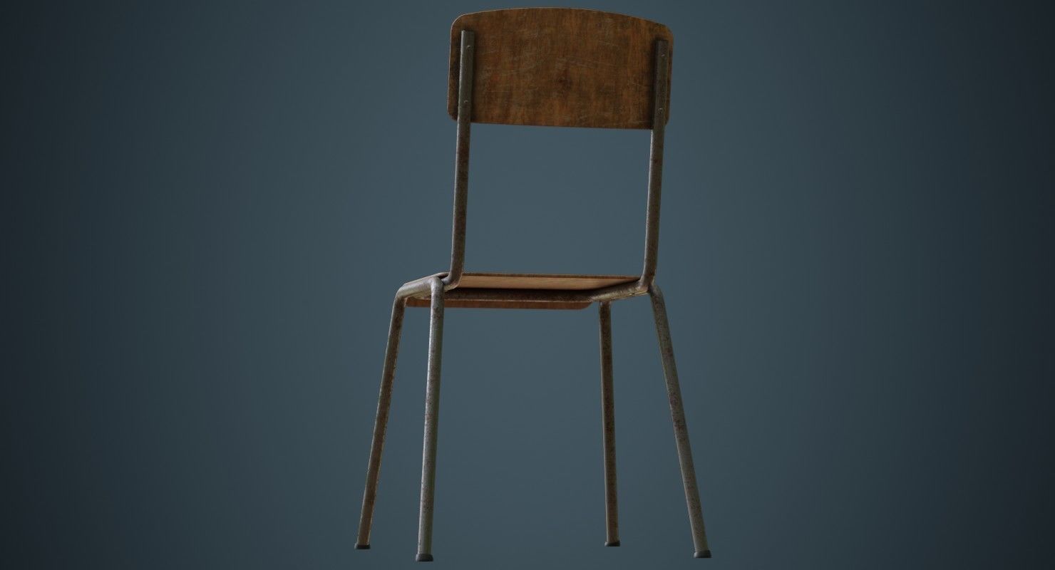 School Chair 1B Low-poly 3D model_6