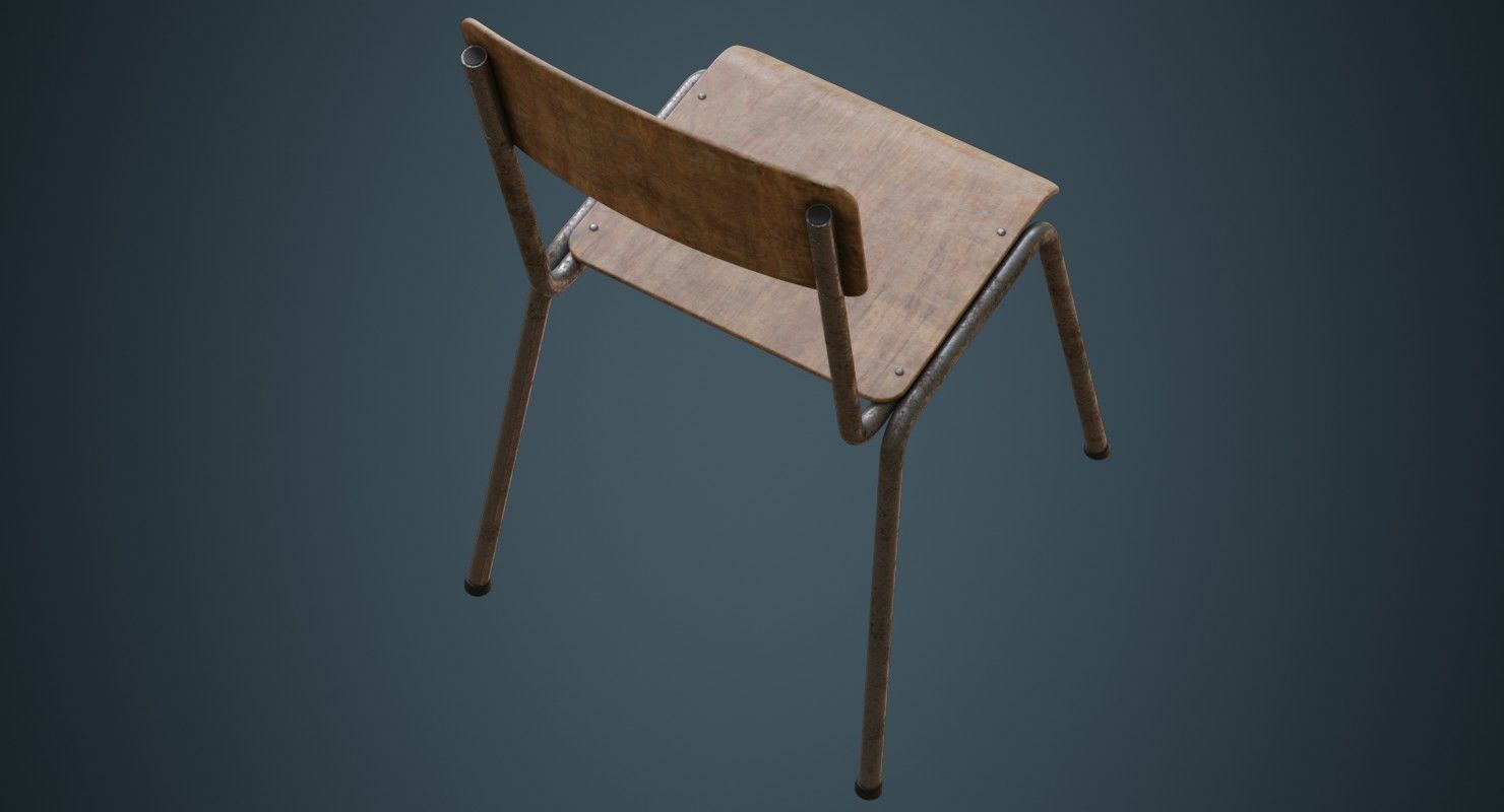 School Chair 1B Low-poly 3D model_5