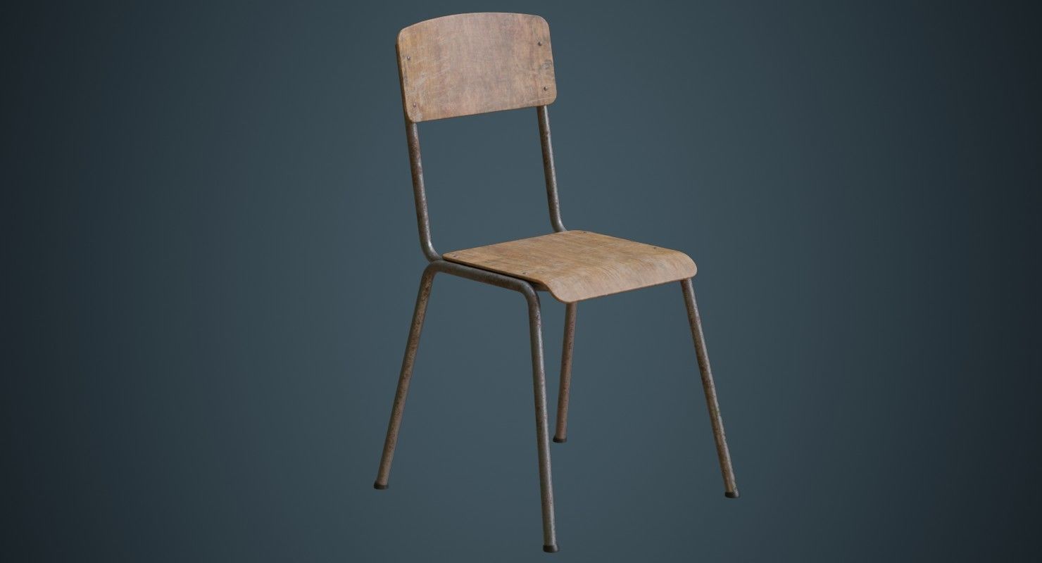 School Chair 1B Low-poly 3D model_4