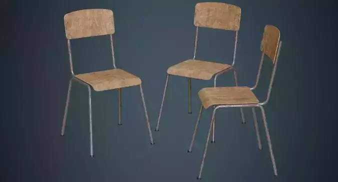 School Chair 1B Low-poly 3D model