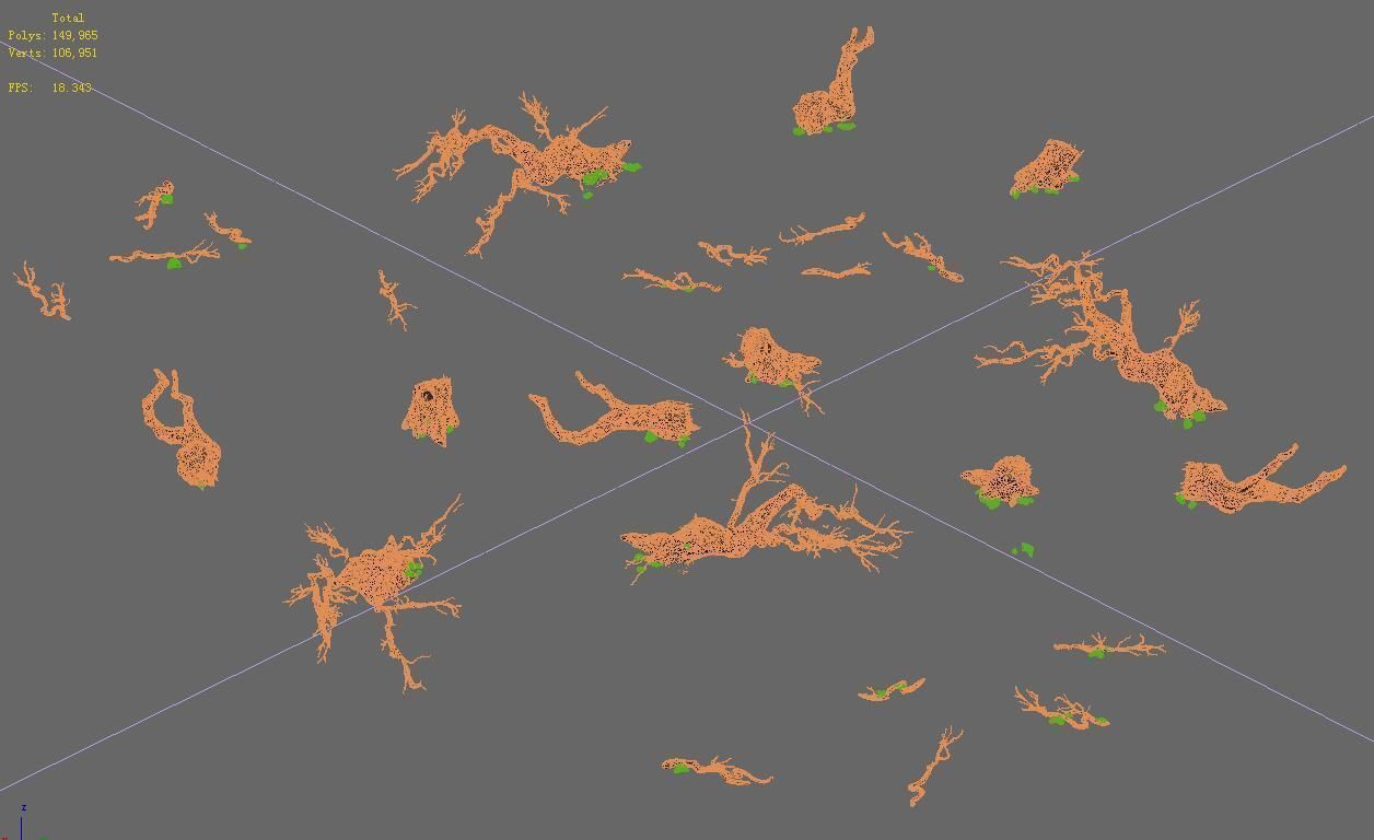 Fell to the ground to rotten trees 3D model_2