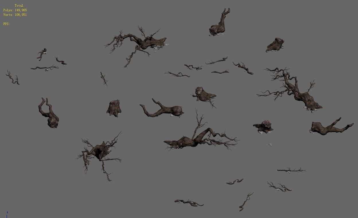 Fell to the ground to rotten trees 3D model_1