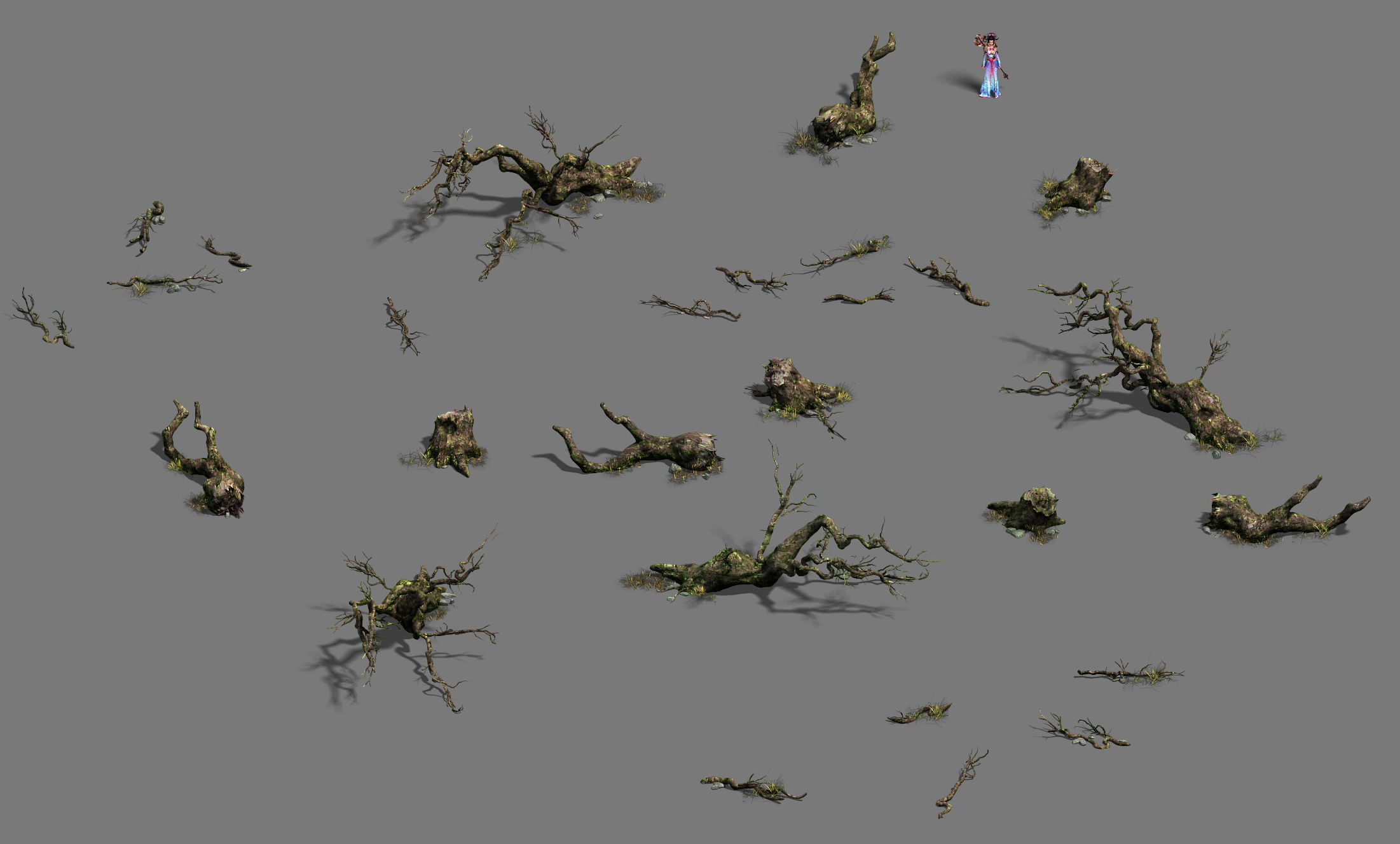 Fell to the ground to rotten trees 3D model_5
