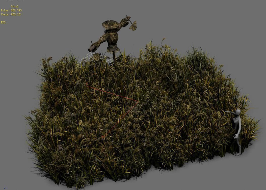 Paddy field - scarecrow 3D model_5