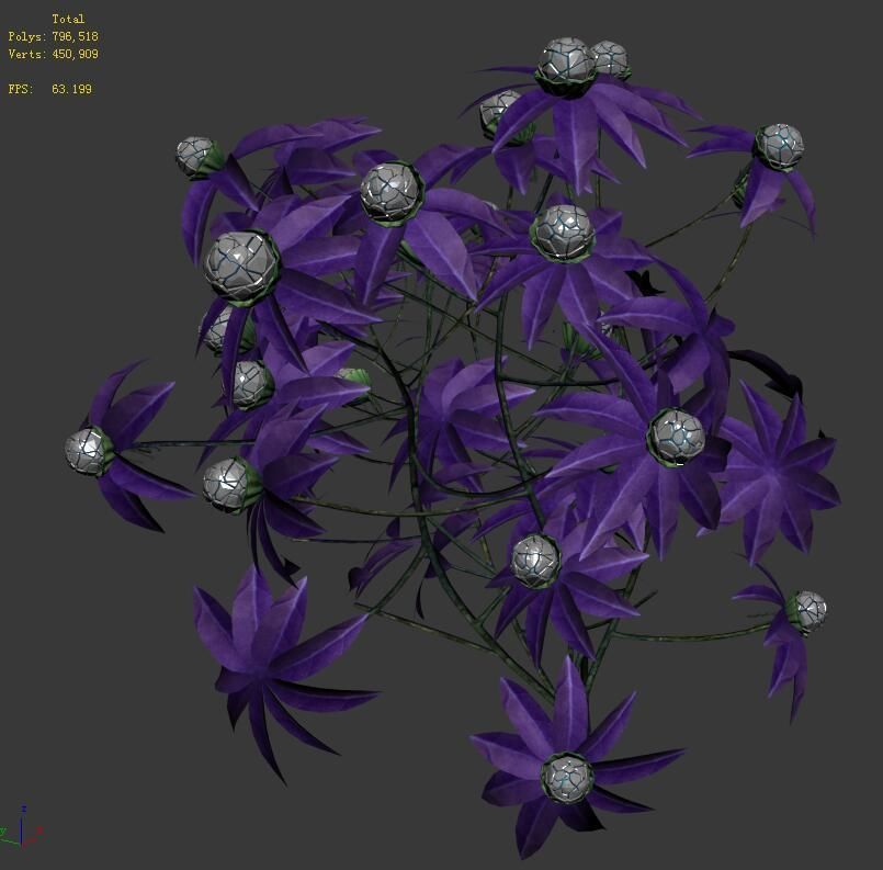 Wizard forest - supernatural flowers 3D model_2