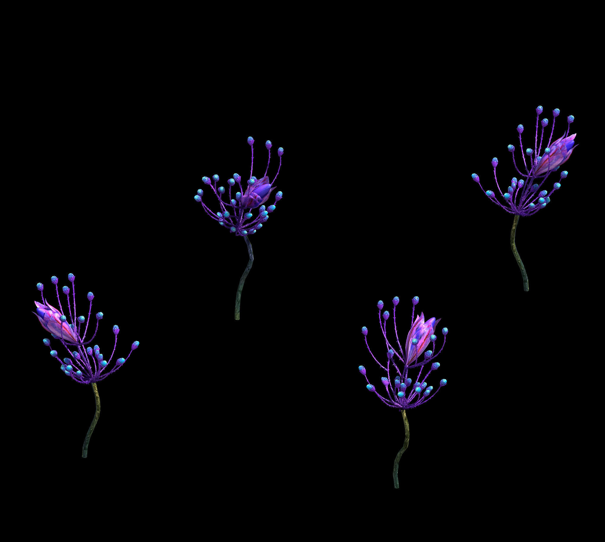 Wizard of the forest - supernatural flowers 02 3D model_7