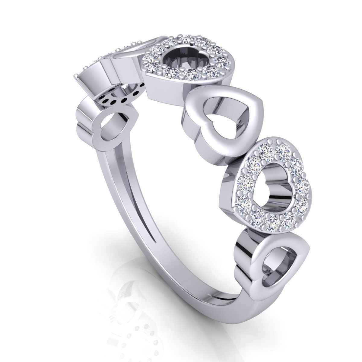 Fancy Woman Diamond Ring 3d Model Print 3D print model_3