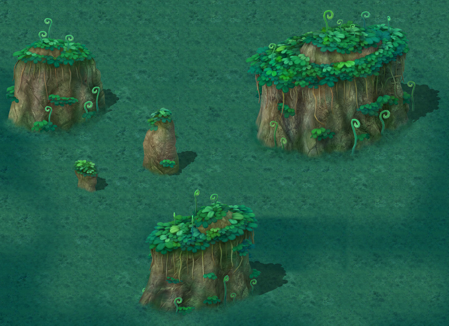 Cartoon version - spore forest terrain 3D model_2