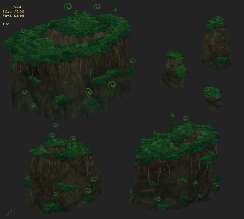 Cartoon version - spore forest terrain 3D model_4