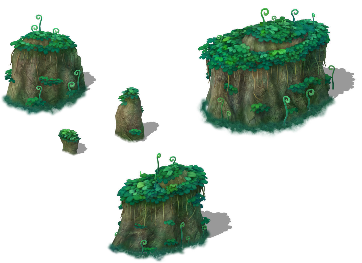 Cartoon version - spore forest terrain 3D model_3