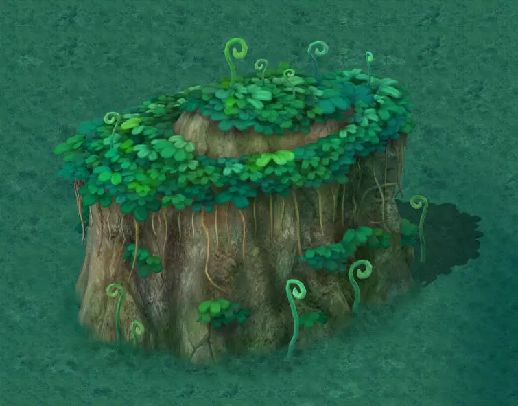 Cartoon version - spore forest terrain 3D model_0
