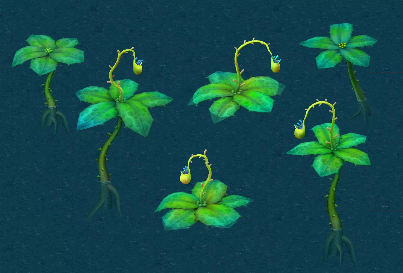 Cartoon version - hanging hanging flowers 3D model