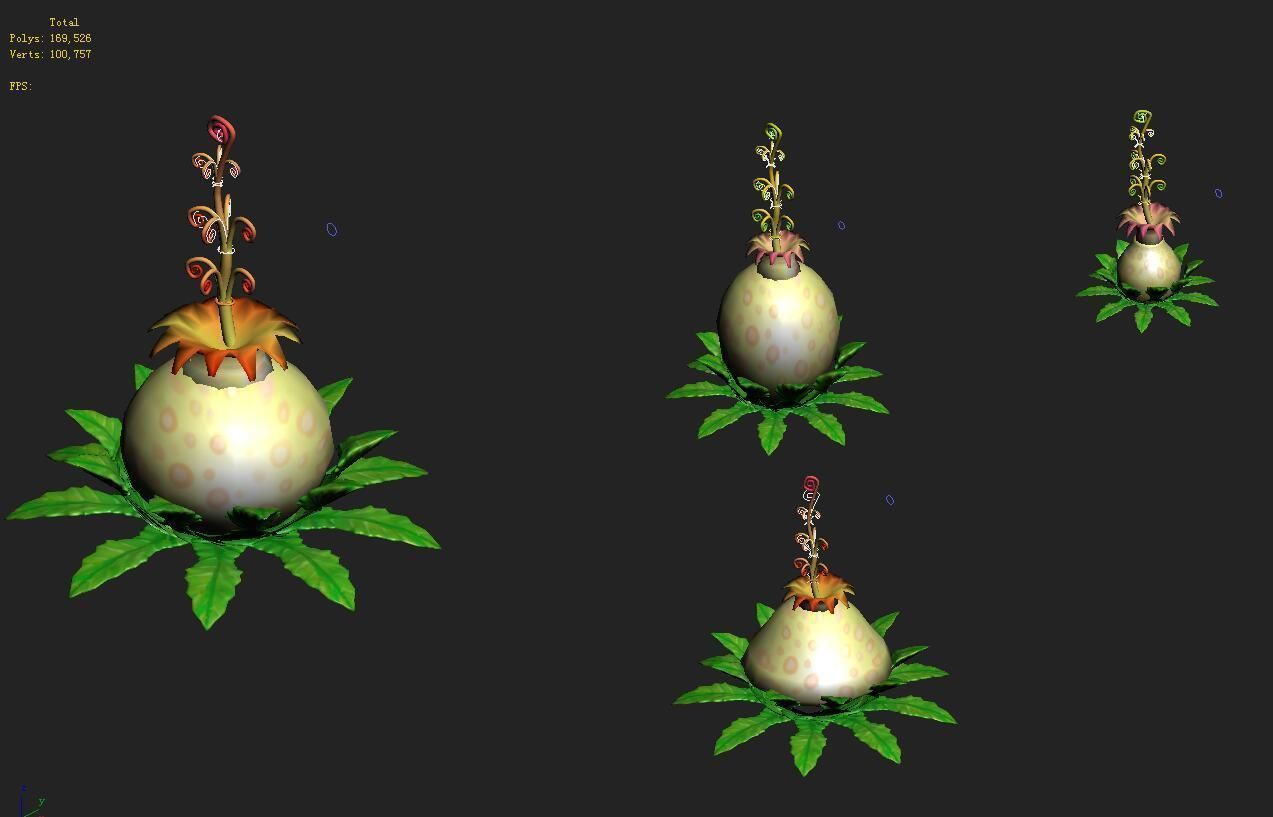 Cartoon version - flower belly flower 3D model_2