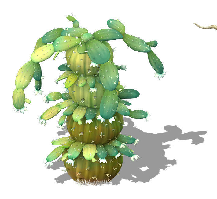 Cartoon version - blue dam mother cactus 3D model_1