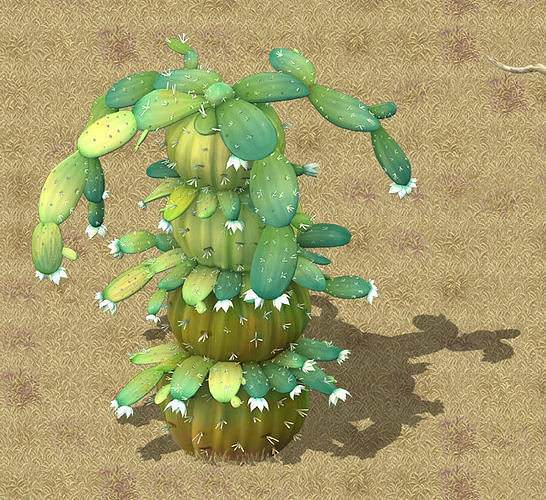 Cartoon version - blue dam mother cactus 3D model