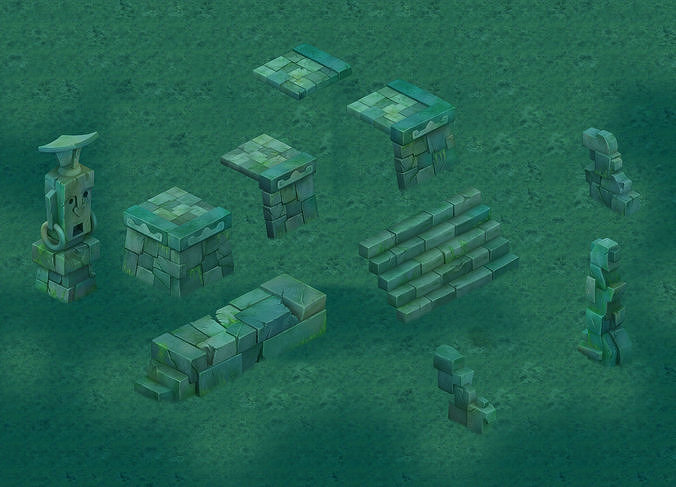 Cartoon version - Maya ruins 3D model