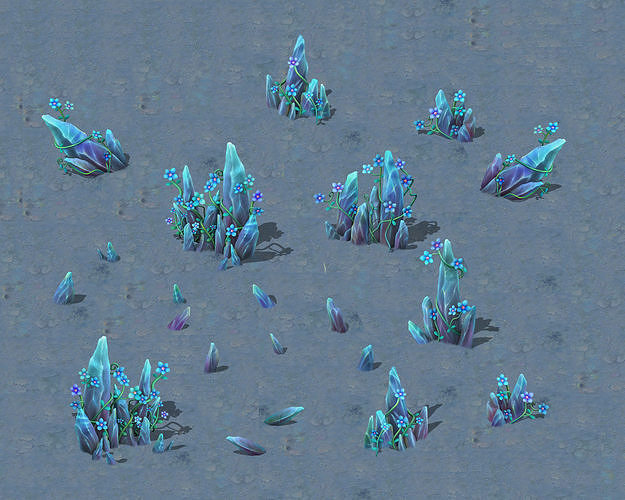 Cartoon version - crystal fantasy flower 3D model