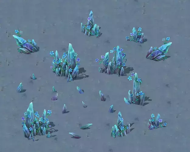 Cartoon version - crystal fantasy flower 3D model