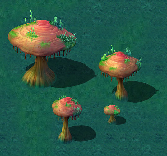Cartoon version - years of Ganoderma lucidum 3D model