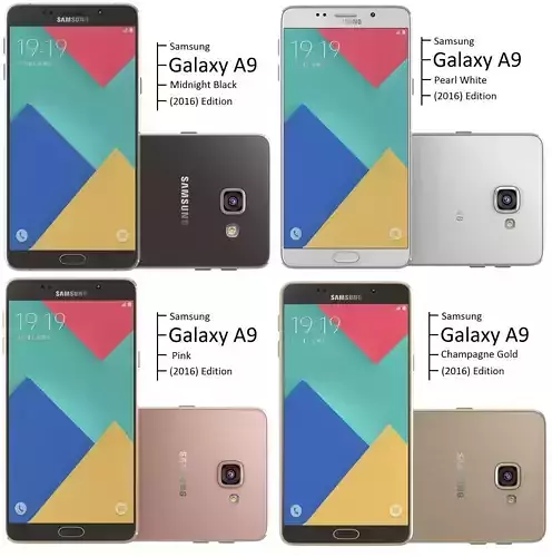 Samsung Galaxy A9 2016 all color 3D model