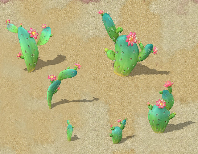 Cartoon version - cactus 3D model