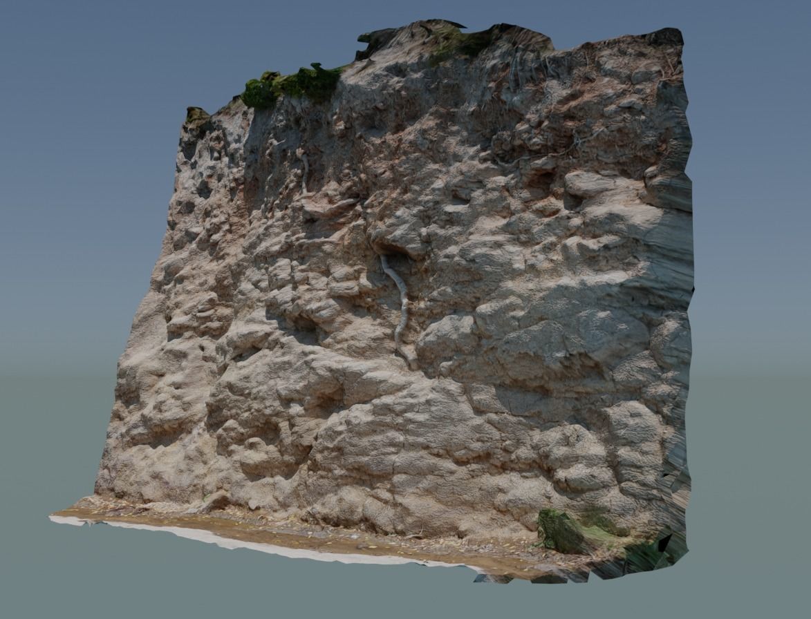 3d scanned cliff Low-poly 3D model_1