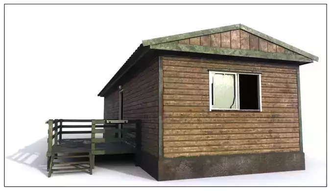 Abandoned House base Low-poly 3D model