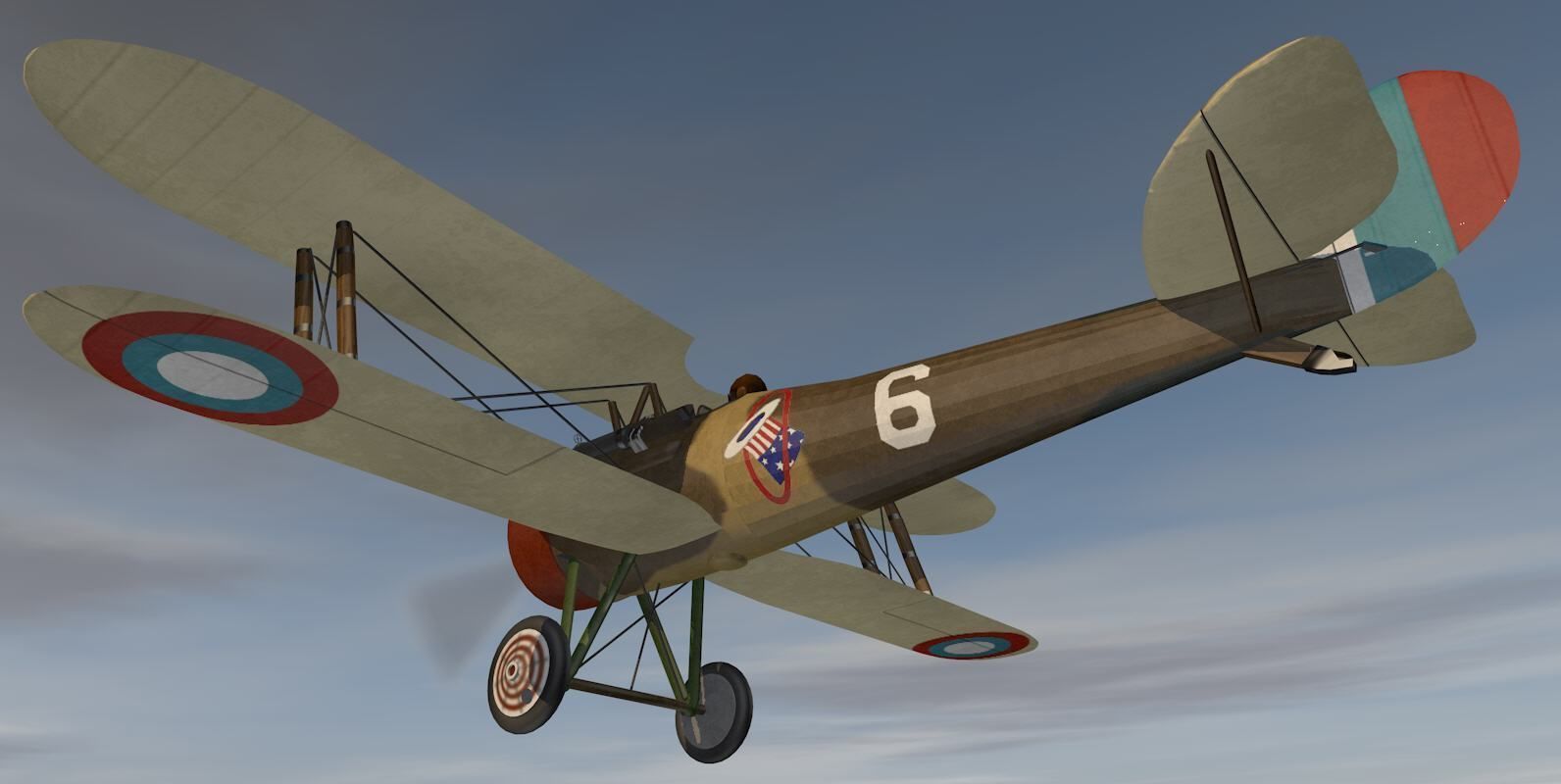 Nieuport-28 british biplane - british biplane 3D model_12