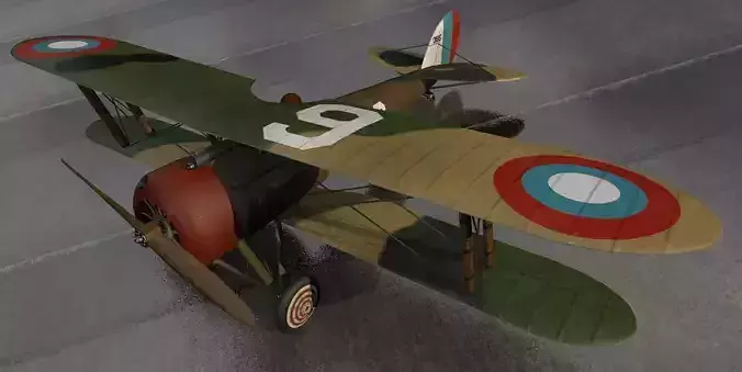 Nieuport-28 british biplane - british biplane 3D model