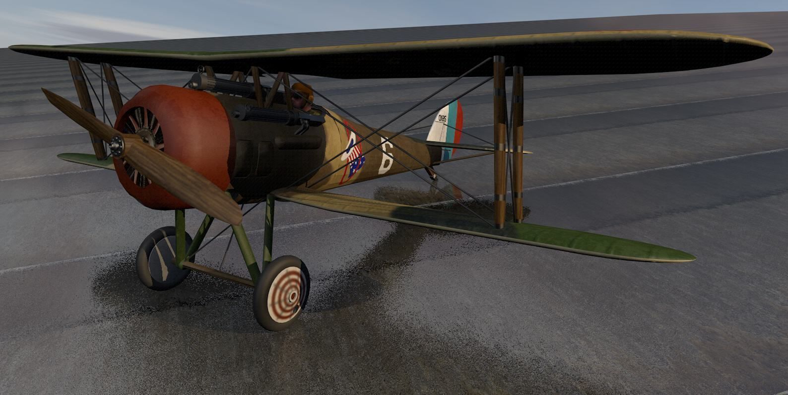 Nieuport-28 british biplane - british biplane 3D model_6