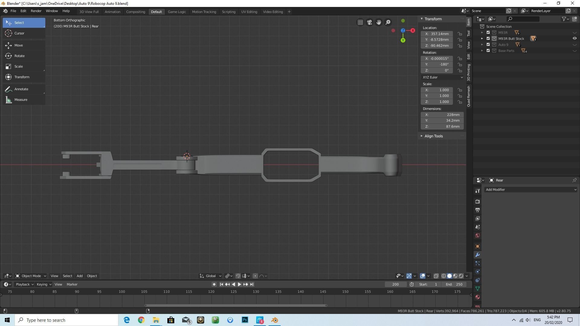M93R Stock 3D print model_2