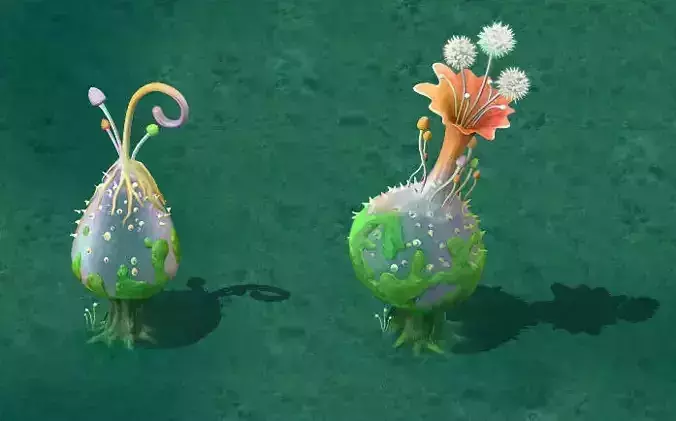 Cartoon version - hollow transparent spores