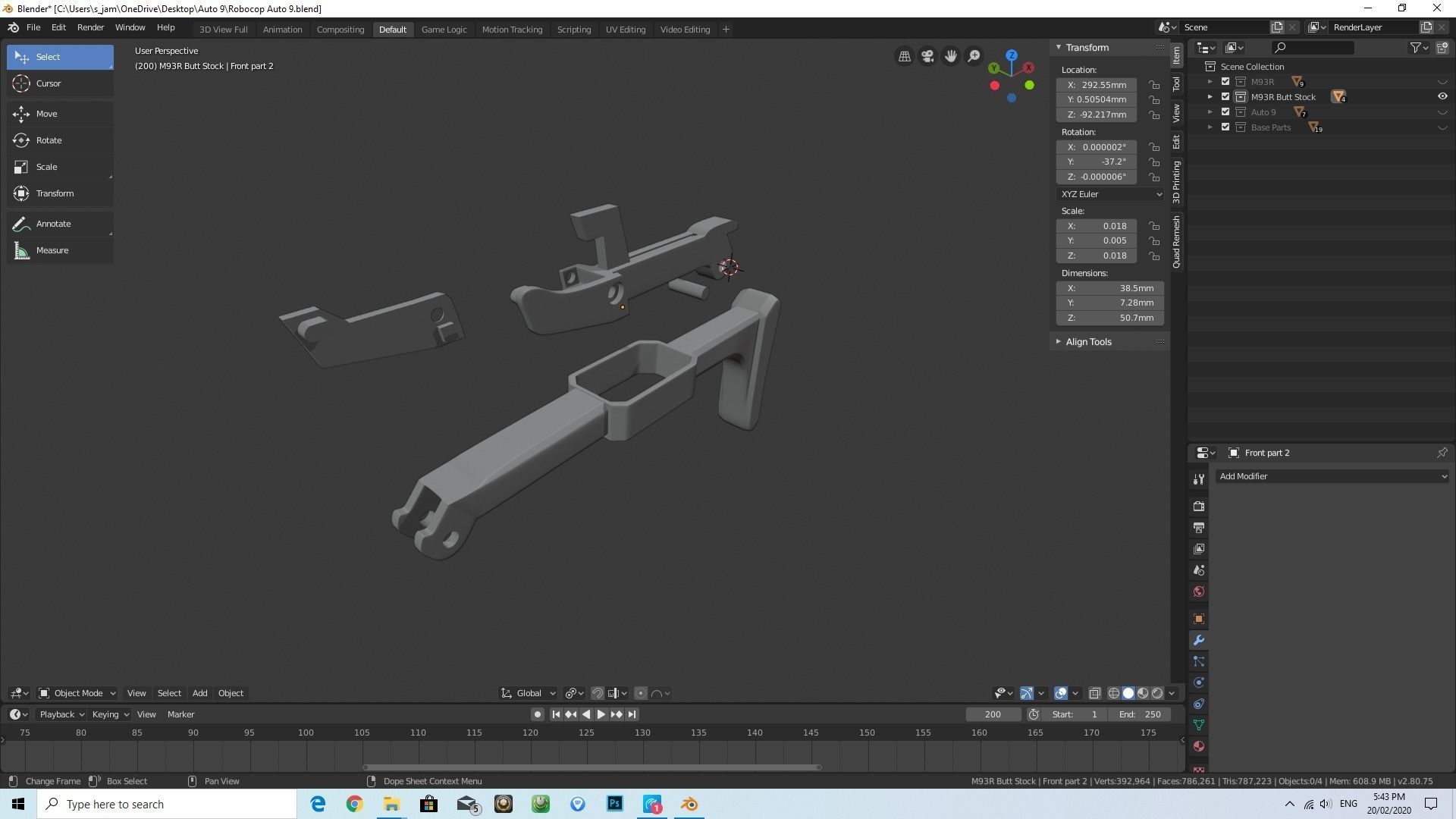 M93R and Stock Pack 3D print model_7