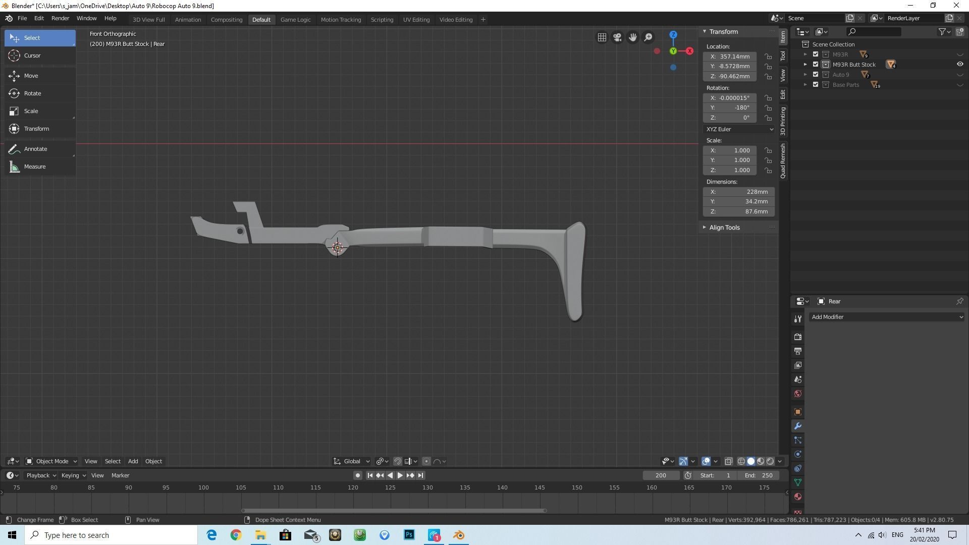 M93R and Stock Pack 3D print model_1