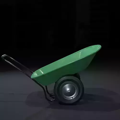 Gardening Cart GreenPainted Low-poly 3D model